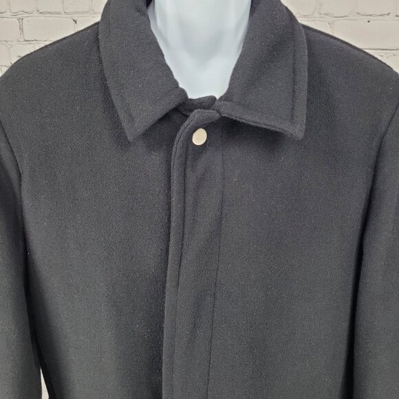 Zara Man Black Wool Blend Snap Up Collared Lined Inner Pocket Coat Size Large L - Picture 6 of 13